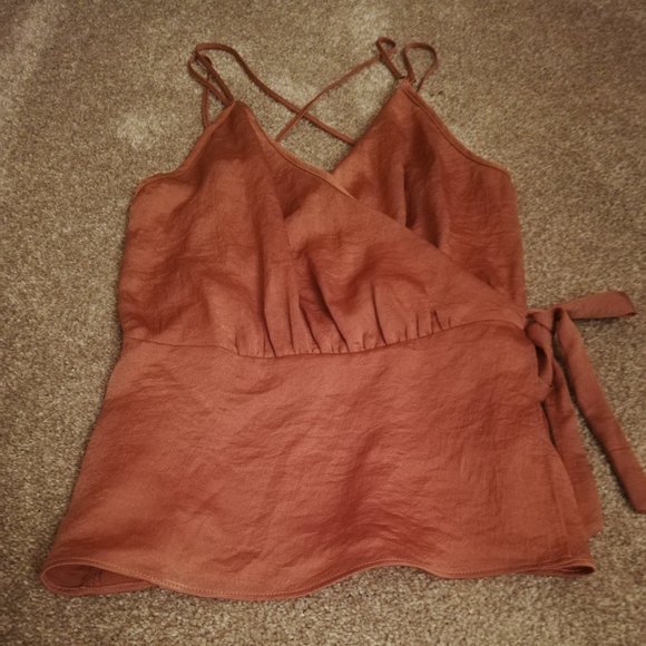 Mauve Wrap Tank Top with Bow - Picture 3 of 6